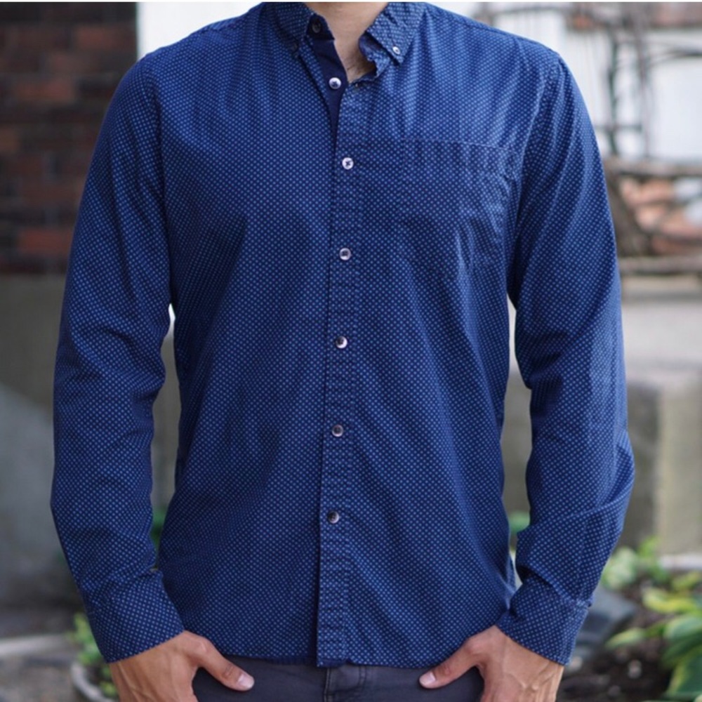 Navy button up shirt